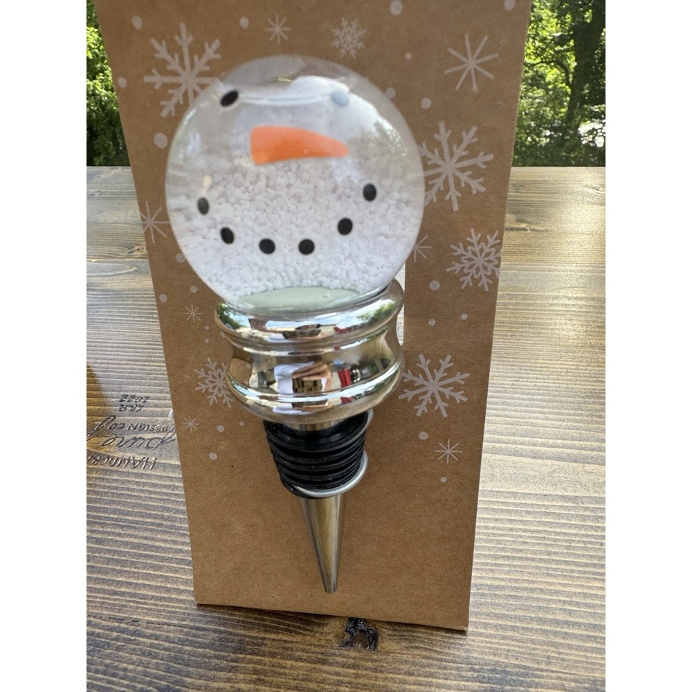 Snowman Wine Bottle Stopper Christmas Holiday Bar Decor Winter Gift Open Box